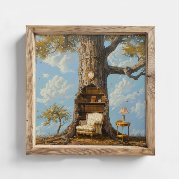 Tree Library Surreal Wall Art Print, Unframed Paper Poster 8x10in