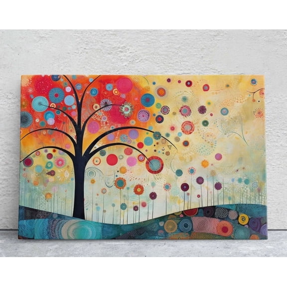 Tree Of Life Abstract Tree Art Tree Of Knowledge Modern Tree Art Bold Decor Bright Color Blossom Tree Wall Art Colored Forest Decor For Living Room Bedroom