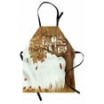 thumbnail image 1 of Tree of Life Apron Autumn Season Fall Shady Deciduous Oak Leaves in Park Countryside Artwork, Unisex Kitchen Bib Apron with Adjustable Neck for Cooking Baking Gardening, Umber Redwood, by Ambesonne, 1 of 3
