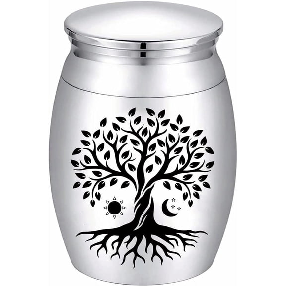 Tree of Life Ashes Urn Small Ashes Keepsake Memorial Ashes Container Mini Ashes Holder Stainless Sharing Funeral Urn Kit Decorative for Human Ashes Pets Cremation Remains 1.18x1.57 Inch Colorful