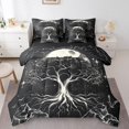thumbnail image 1 of Tree of Life Bed in a Bag Queen Comforter Set 7 Piece,Exotic Gothic Bedding Sets Black and White Sheet Set with Comforter Goth Moon Galaxy Stars Room Decor, 1 of 6