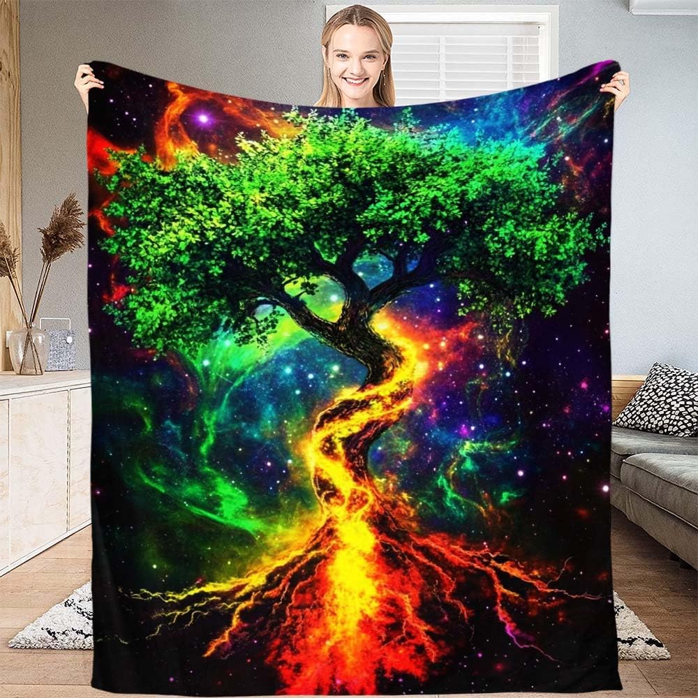 Tree of Life Blanket – Soft Fleece Throw with Symbolic Nature Design ...