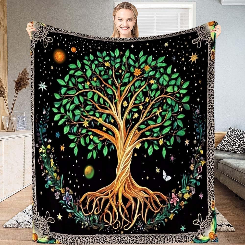 Tree of Life Blanket – Soft Fleece Throw with Symbolic Nature Design ...