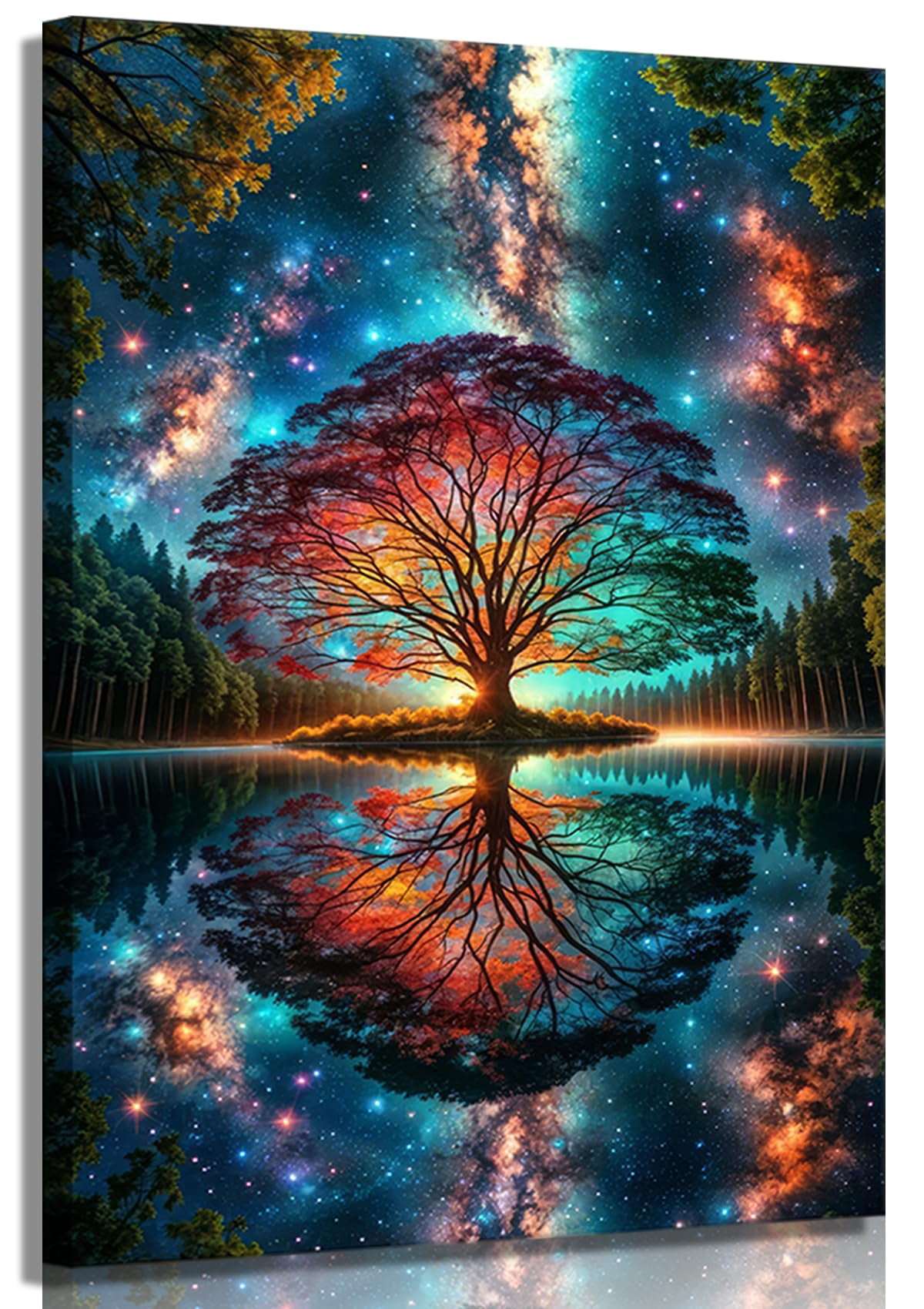 Tree of Life Canvas Wall Art Starry sky reflection Pictures Wall Decor ...