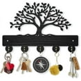 thumbnail image 1 of Tree of Life Coat Rack Wall Mount 11.8×7.9inch Lush Tree Key Holder for Wall Decorative Wood Black Key Rack Hanger 5 Alloy Hooks for Wall Art Decor Entryway Front Door Gift, 1 of 9