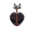 thumbnail image 1 of Tree of Life Copper Metal Wire Wrapped Heart Shaped Healing Gemstone Crystal Cabochon Pendant Adjustable Necklace - Womens Fashion Handmade Jewelry Boho Accessories, 1 of 2