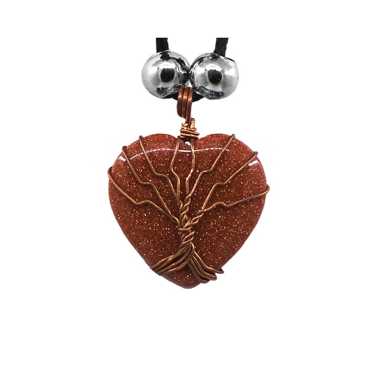 Tree of Life Copper Metal Wire Wrapped Heart Shaped Healing