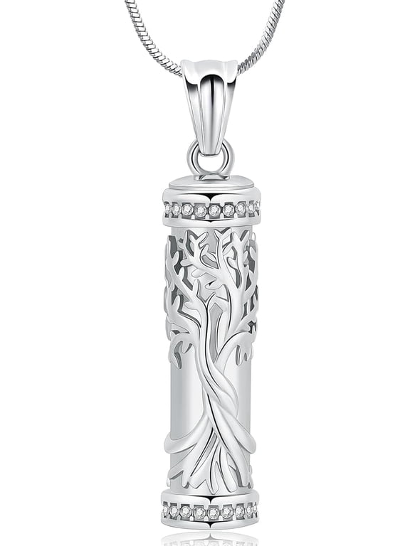 Tree of Life Cremation Jewelry Urn Necklace for Ashes for Women Men with Cubic Zirconia Memorial Keepsake for Human/Pet Ashes, Sympathy Gift for Loss of Loved One