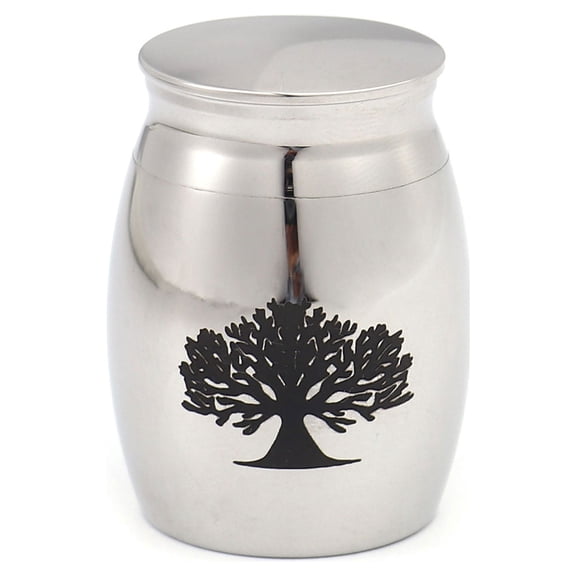 Tree of Life Cremation Urn, Mini Tree of Life Memoiral Urn for Ashes, Tree of Life Keepsake Urn for Ashes, Mini Urn for Dogs, Mini Urn for Cats, Ships Next Day! [Tree of Life, Silver, No Engraving]