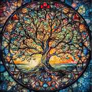 Tree of Life Diamond Painting Kits for Adults, 5D Diamond Art Kits for Beginners, DIY Full Drill Round Paint by Diamonds Dot Art Paintings for Home Decor 11.8X11.8In