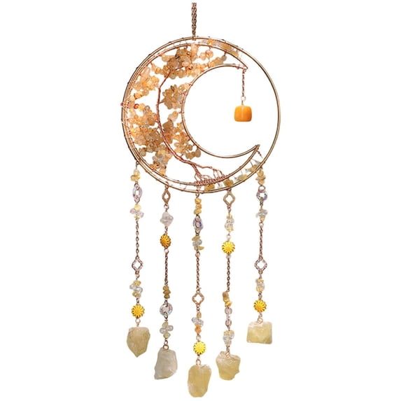 Tree of Life Dream Catcher - 7 Chakra Agate Gemstone Wind Chime, Healing Wall Hanging Decor for Home, Bedroom, Wedding - Spiritual Gift with Natural Stones & Sycamore Design