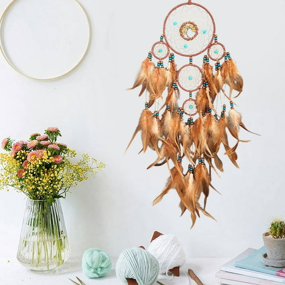 Tree of Life Dreamcatcher Wall Hanging Colorful Feather Wind Chime Home Decor Bedroom Living Room Decor Bohemian Style Wall Art Spiritual Decorations Dream Catcher with Beads Macrame Wall Decor
