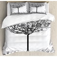 thumbnail image 1 of Tree of Life Duvet Cover Set, Abstract Image Circle Leaves and Round Plants Spiral Dot Illustration Design, Decorative 3 Piece Bedding Set with 2 Pillow Shams, Queen Size, Black White, by Ambesonne, 1 of 3