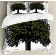 thumbnail image 1 of Tree of Life Duvet Cover Set, Digital Design of Mature Fruit Tree in Retro Engraving Style King of Forest, Decorative 3 Piece Bedding Set with 2 Pillow Shams, King Size, Brown Green, by Ambesonne, 1 of 3