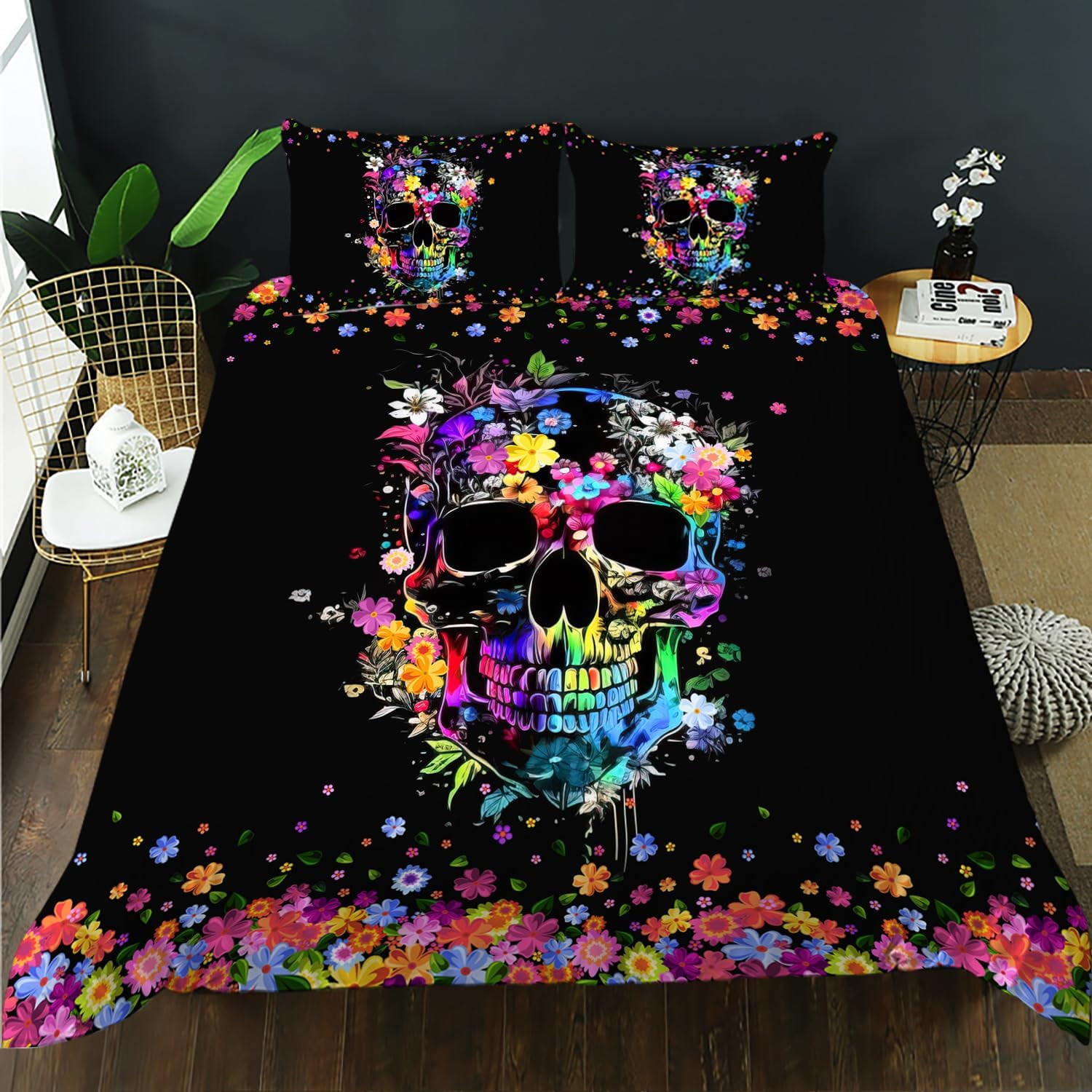 Tree of Life Duvet Cover Set King Size Colorful Butterfly Bedding Set