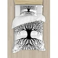 thumbnail image 1 of Tree of Life Duvet Cover Set, Plant Silhouette Roots and Branches Reflection Shadow Monochrome Illustration, Decorative 2 Piece Bedding Set with 1 Pillow Shams, Twin Size, Black White, by Ambesonne, 1 of 3