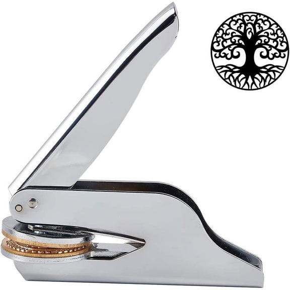 Tree of Life Embosser Seal Stamp Stainless Steel Hand Held Books Librar Teacher Ex Libris Notary for Official Graducation Book Lovers Gift Envelopes Napkins Paper Colorful DIY