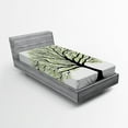thumbnail image 1 of Ambesonne Tree of Life Fitted Sheet, Nature Living Leaves, Twin Size, Black White Green, 1 of 2