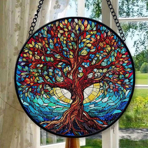Tree Of Life Glass Sun Catcher Light Catcher Window Hanging, Suncatcher Hanger, Glass Wall Decor, Family Tree, Christmas Gift, Unique Gift, Stained Glass Ornament 2025, Holiday