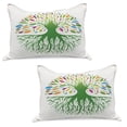 thumbnail image 1 of Tree of Life Knitted Quilt Pillowcover Set of 2, Colorful Round Abstract Tree Life and Soul Eco Nature Design Image, Standard Queen Pillow Sham Bedroom, 30" x 20", Multicolor, by Ambesonne, 1 of 1
