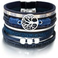 thumbnail image 1 of Tree of Life Leather Bracelets for Women.Colorful Multi-Layer Wrapped Wristband Bracelets for Women,Birthday Easter Basket Stuffers Jewelry Gifts for Teens Girls (Blue), 1 of 5