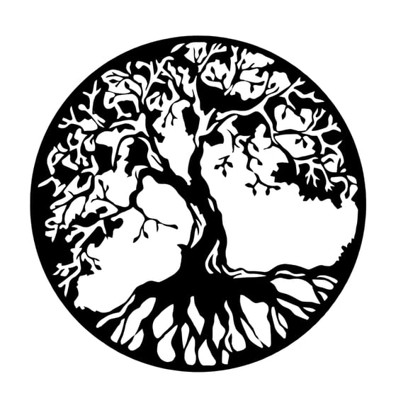 Tree of Life Metal Wall Art Decor | 15'' x 15'' x 0.05'' Family Tree Themed Round Metal Wall Decor | Living Room Bedroom Indoor and Outdoor Metal Wall Decor Art (15''W x 15''H, Black)