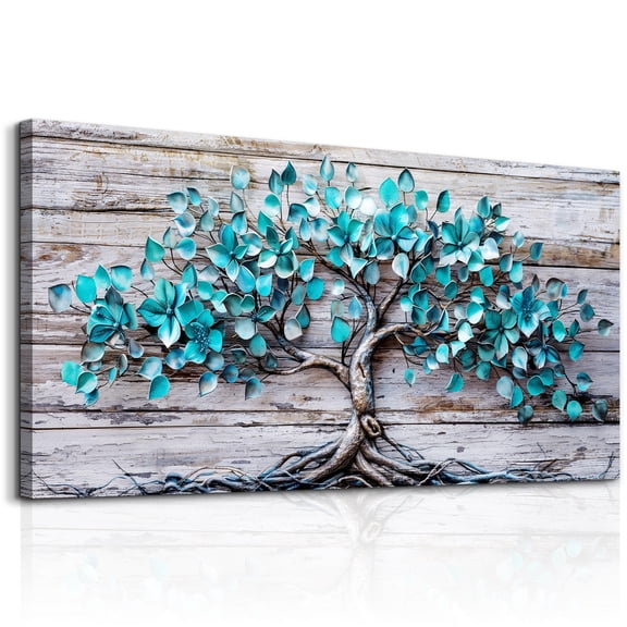 Tree of Life Nature Landscape Canvas Wall Art, Large Wide Scenic Tree Art Print, Modern Rustic Wall Decor for Living Room Bedroom, Multiple Sizes Available