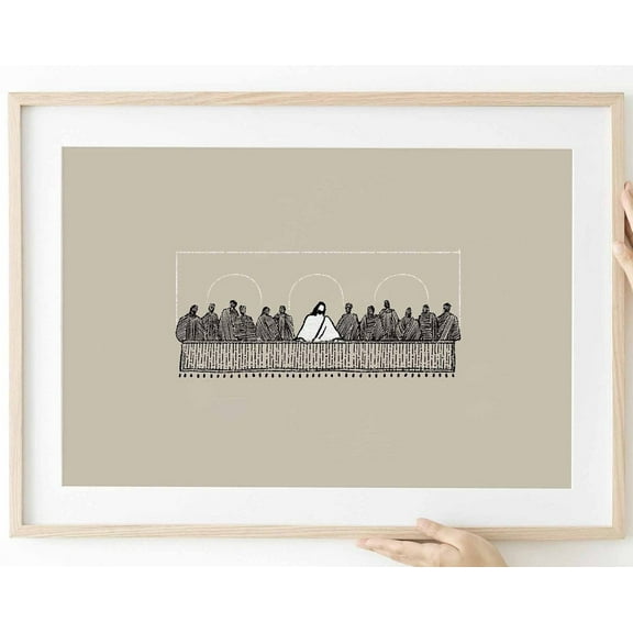 Christ Last Supper Bible Sketches Passover Meal Modern Bible Verse Christ Print Kitchen Wall Art Bible Art Boho Scripture Wall Art, Modern Wall Decor, 8x12 UNFRAMED