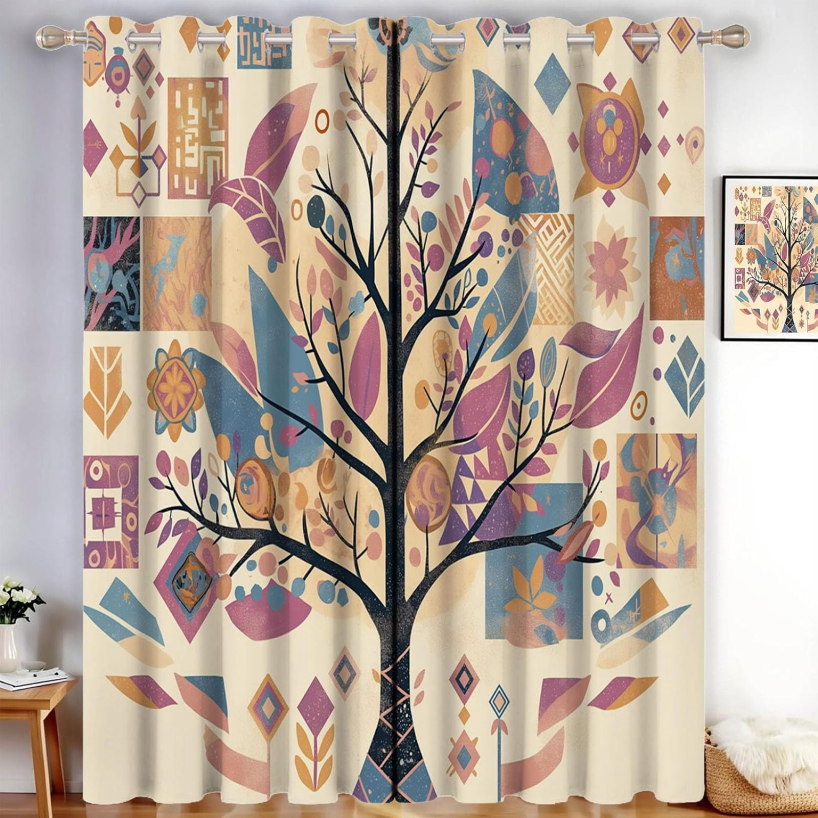 Tree Of Life Opaque Tropical Bohemian Style Blackout Curtain Thermal ...