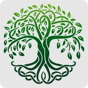 Tree of Life Pattern Stencils Decoration Template Plastic Tree Drawing Painting Stencils Square Reusable Stencils for Painting on Wood Floor Wall and Tile