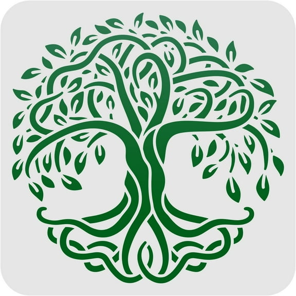 1pc Tree of Life Pattern Stencils Decoration Template (8x8 inch) Plastic Tree Drawing Painting Stencils Square Reusable Stencils