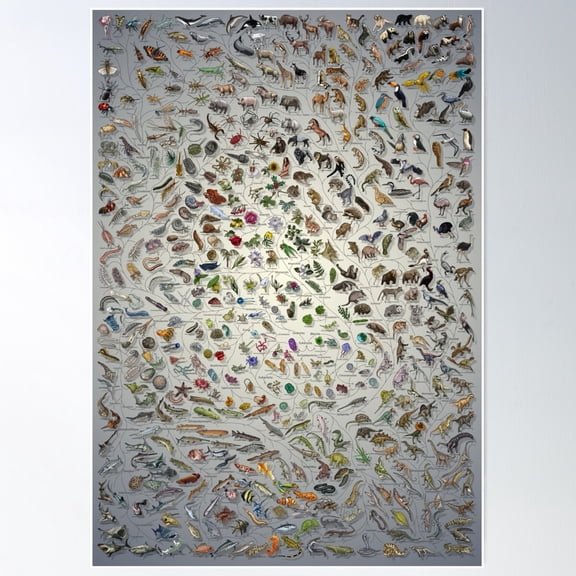 Tree Of Life Poster - Animal And Plant Evolution - Colour (Scientific Annotations Others Available) Fade Poster Wall Art, Modern Wall Decor For Living Room Bedroom, 8x12 UNFRAMED