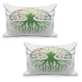 thumbnail image 1 of Tree of Life Quilted Pillowcover Set of 2, Colorful Round Abstract Tree Life and Soul Eco Nature Design Image, Standard Queen Size Pillow Cover for Bedroom, 30" x 20", Multicolor, by Ambesonne, 1 of 1