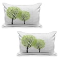 thumbnail image 1 of Tree of Life Quilted Pillowcover Set of 2, Green Spring Trees with Birds Sitting on the Branch Warm Season Life, Standard Queen Size Pillow Cover for Bedroom, 36" x 20", Green Black Blue, by Ambesonne, 1 of 1