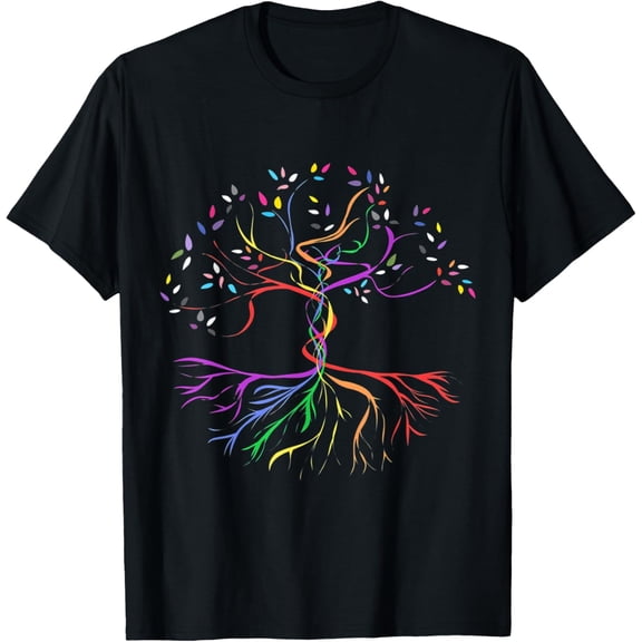 Tree Life Rainbow LGBT Cool Gay Pride Flag Ally T-Shirt Tops Tee