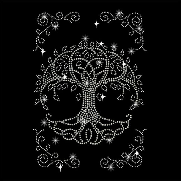 Tree of Life Rhinestonet Iron on Transfer 11.7x8.3 Inch Heat Transfer Decal Bling Decals Clear Rhinestone Template Clothing Repair Applique for DIY Making