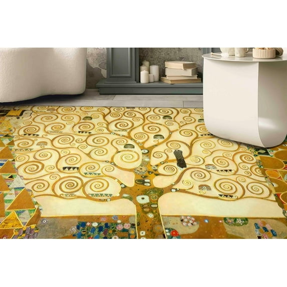Tree Life Rugs, Pattern Rugs, Famous Rug, Klimt Tree Life Rug, Klimt The Tree Of Life Rugs, Large Rug, Bridesmaid Gift, Easy To Clean Rugs, 5.9'x9.2' - 180x280 cm
