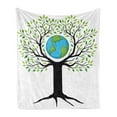 thumbnail image 1 of Tree of Life Soft Flannel Fleece Blanket, Eco Friendly Earth Tree Saving the Planet Life Climate Symbolic Home Art, Cozy Plush for Indoor and Outdoor Use, 50" x 60", Green Black Blue, by Ambesonne, 1 of 5