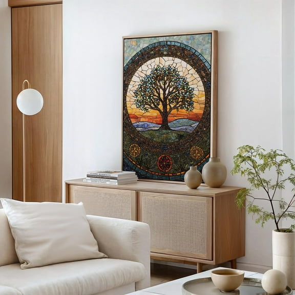 Tree Of Life Stained Glass Mosaic Wall Art, Vibrant Nature-Inspired Decorative Hangable Artwork For Home Or Office Wall Art, Modern Wall Decor, 8x12 UNFRAMED