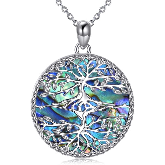 Tree of Life/Star of David/Pentagram Necklace Sterling Silver Abalone Shell Moon Phase/Evil Eye Tree of Life/Pagan Wiccan Magic Amulet Jewelry for Men Women