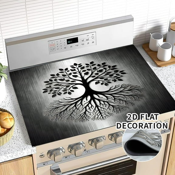 Tree of Life Stove Top Cover Retro Flower Gas Stove Top Cover for Home Decoration Kitchen Pad Non-Stick Washable Cooktop Covers Countertop Protector Keep Stove Clean 28"x20"