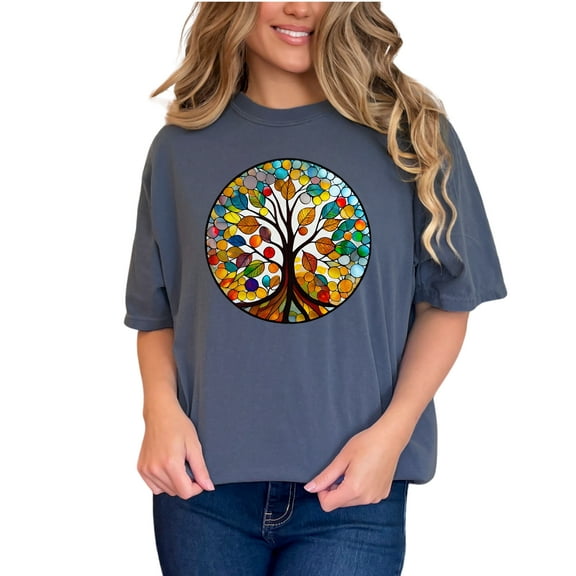 Tree of Life T-Shirt, Artistic Colorful Tree Design, Nature Inspired Shirt, Vibrant Tree Graphic Tee, Unique Tree Art T-Shirt, Denim Comfort Colors T-Shirt, XL