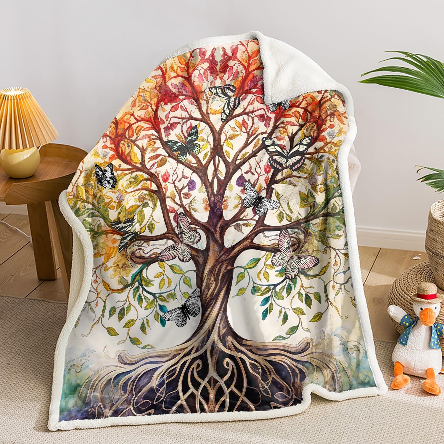 Tree of Life Throw Blanket for Women Girls,Butterfly Tree of Life Cozy ...