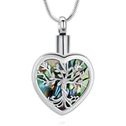 Tree of Life Urn Necklace for Ashes Heart Cremation Jewelry with Imitation Gemstone / Heart Urn Ashes Keepsake Necklace for Women Ashes Holder with Funnel Filler Jewelry