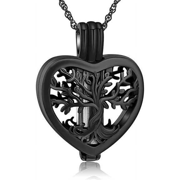 Tree of Life Urn Necklace for Ashes Heart Cremation Urn Ashes W / Funnel Filler Memorial Jewelry Pendant Gifts for Women for Loved One Memorial Jewelry