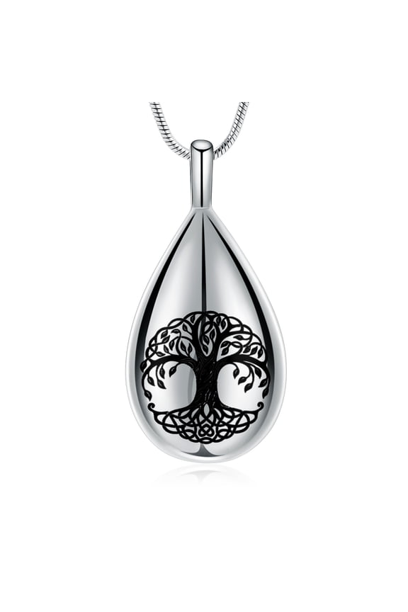 Tree of Life Urn Necklaces for Ashes Teardrop Cremation Necklace for Ashes, Urn Necklaces for Ashes for Women, Cremation Jewelry Locket Stainless Steel Keepsake