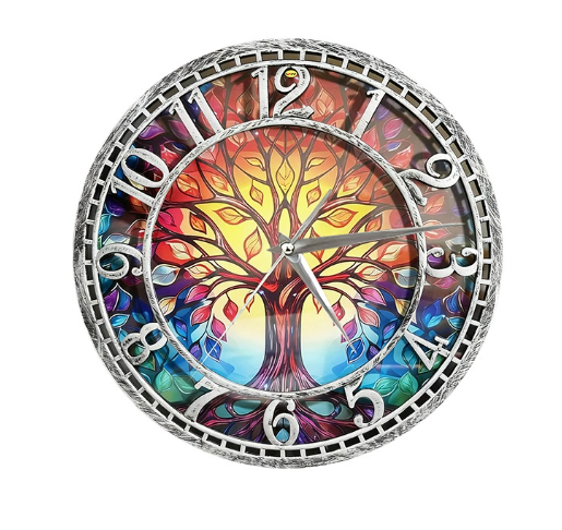 Tree of Life Wall Clock 12 Inches Silent Movement Clock Precise Timekeeping Wall Clock Ideal for Bedrooms Living Rooms Offices for Home Decor Enthusiasts Antique Silver