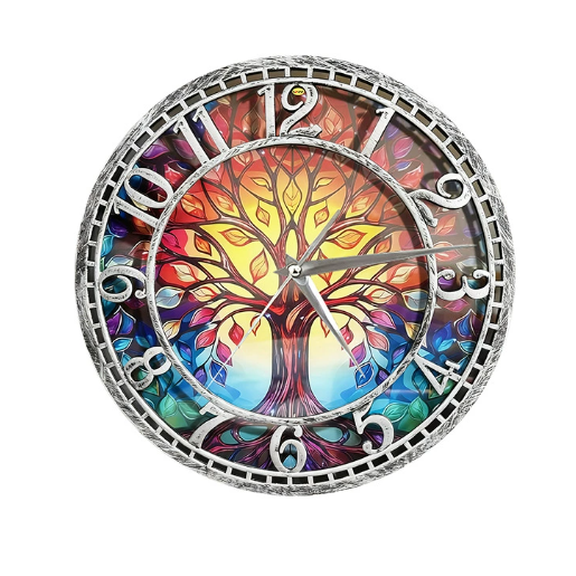 Tree of Life Wall Clock 12 Inches Silent Movement Clock Precise Timekeeping Wall Clock Ideal for Bedrooms Living Rooms Offices for Home Decor Enthusiasts Antique Silver