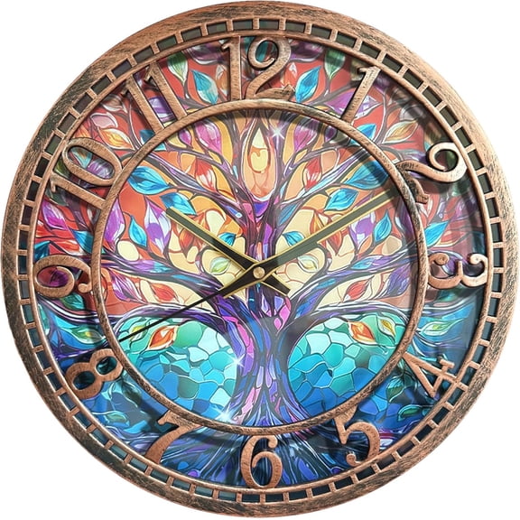 Tree of Life Wall Clock 12inch Silent Movement Non-Ticking Clock Precise Timekeeping Wall Clock Suitable for Living Rooms Bedrooms Offices Ideal for Home Decor Gifts Antique Copper