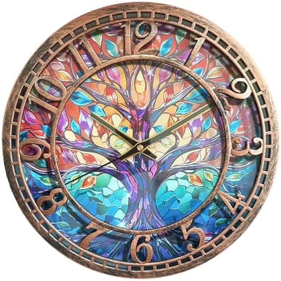 Tree of Life Wall Clock 12inch Silent Movement Non-Ticking Clock Precise Timekeeping Wall Clock Suitable for Living Rooms Bedrooms Offices Ideal for Home Decor Gifts Antique Copper